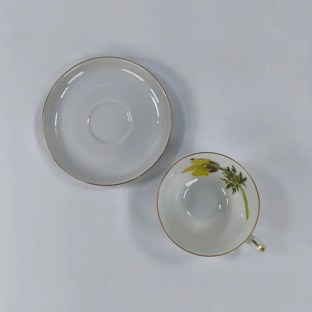 Vintage Rosenthal Helena Tea Cup Saucer Set Selb Germany US Zone Yellow Floral